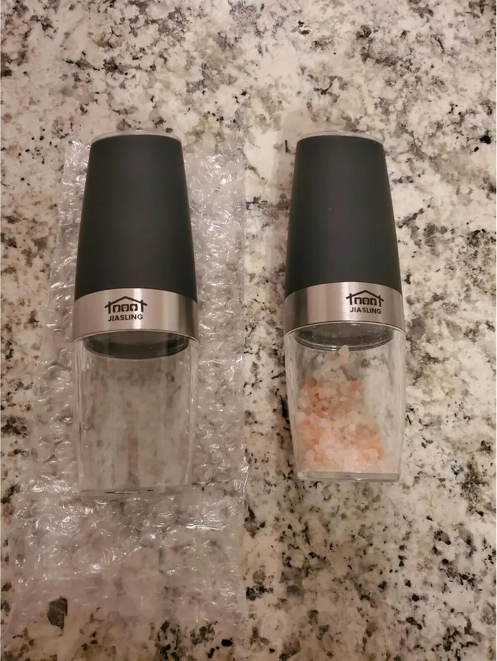 Jiasling Gravity Electric Salt and Pepper Mill Set - Black/Silver